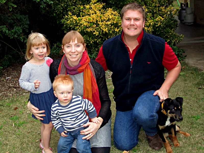 McLachlan family and their kelpie pup Sal.